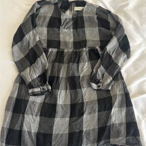Zara Kids Black and Gray Checkered Dress